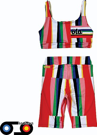 Conjunto TOP E SHORT SAKKARI INFANTIL _ estampa GEOMETRIA BHS3. BAUHAUS. OTA TENNIS CLUB