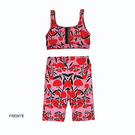 Conjunto TOP E SHORT SAKKARI INFANTIL _ estampa MAÇA DO AMOR. POMAR DO VOVÔ. OTA TENNIS CLUB