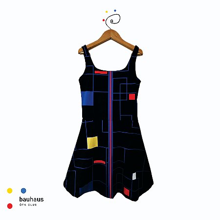 vestido  de TENNIS |ONS| .  estampa BHS.2 BLACK. BAUHAUS . ÖTA TENNIS CLUB