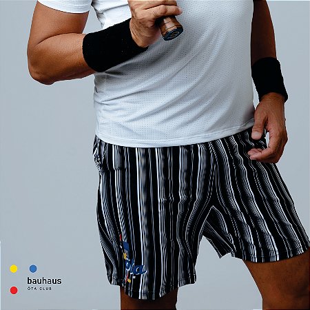 bermuda de TENNIS E BEACH TENNIS: modelo |FEDERER| .  estampa BHS.2 BLACK. BAUHAUS . ÖTA TENNIS CLUB