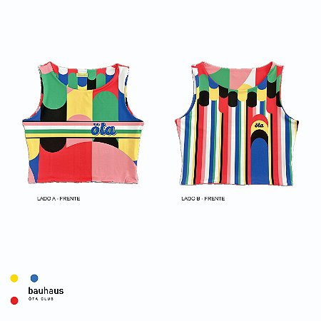 CROPPED RADU (DUPLA FACE) . estampa GEOMETRIA BHS1. BAUHAUS. ÖTA TENNIS CLUB