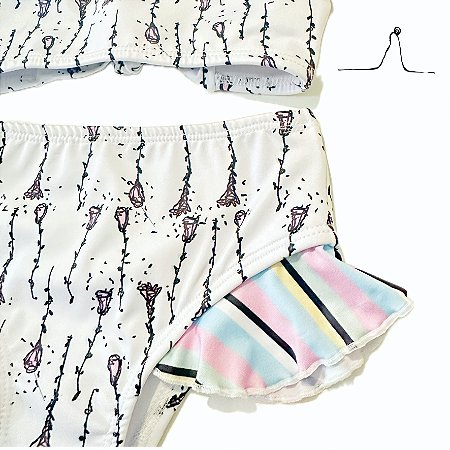 BIQUÍNI infantil babado. estampa JARDIM DE MARIA . SILÊNCIO DE MARIA . ÖTA TENNIS CLUB