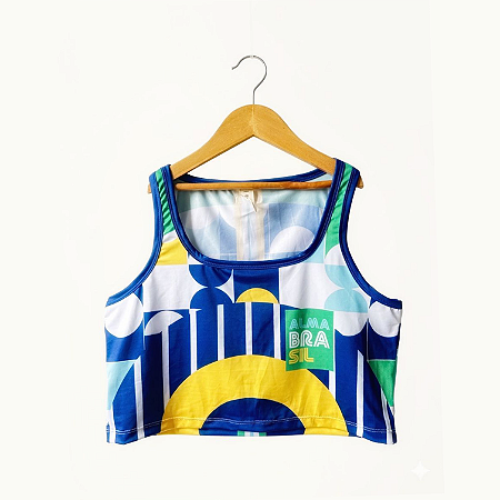 CROPPED MODELO SABALENKA _ estampa ALMA BRASILEIRA, Mistura Boa do Brasil!. OTA TENNIS CLUB