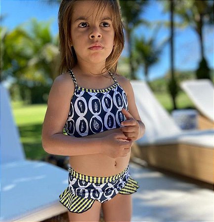BIQUINI  infantil . estampa MAMÃO P&B . OTA .