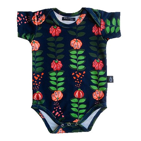 body para bebê . estampa PITANGAS_BLUE . OTA .