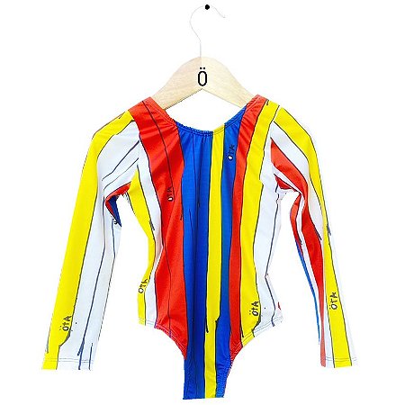 MAIÔ infantil . OLGA . Manga longa . estampa MAR COLORIDO . OTA .