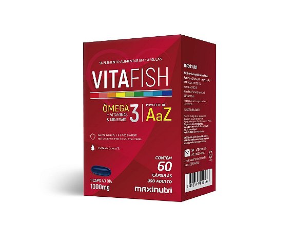 Vitafish Ômega 3 + Vitaminas & Minerais 60 Cápsulas 1G Maxinutri