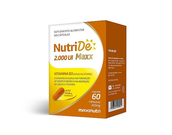 NutriDê Maxx Vitamina D 2000Ui 60 Cápsulas Maxinutri