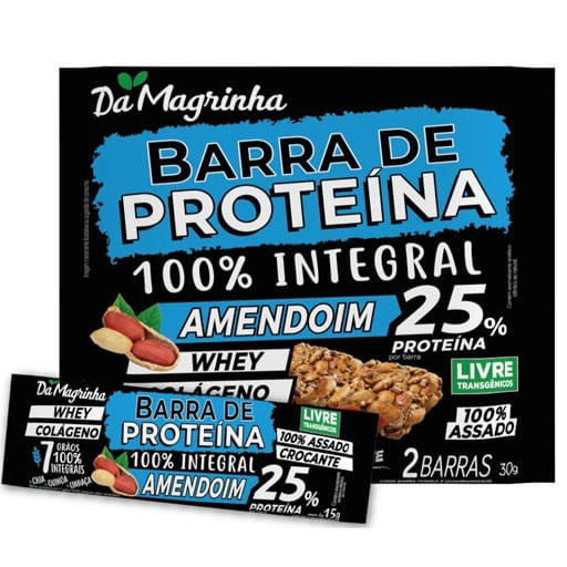 Barra de Proteína 100% Integral Amendoim 2un 30G Da Magrinha