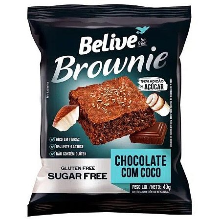 Brownie Chocolate/Coco Zero Açúcar 10Un 40G Belive
