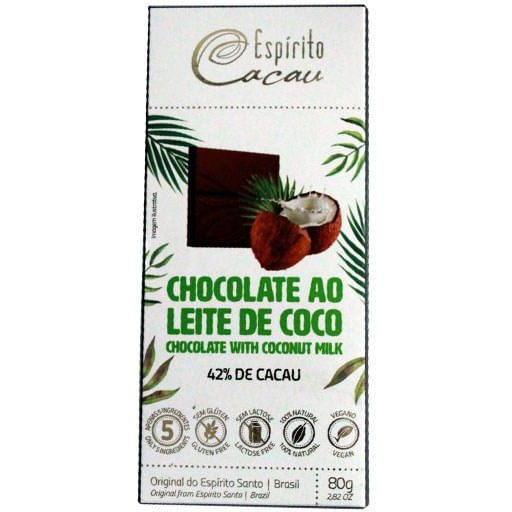 Chocolate ao Leite de Coco 42% 10un X 80g Zero Espírito Cacau
