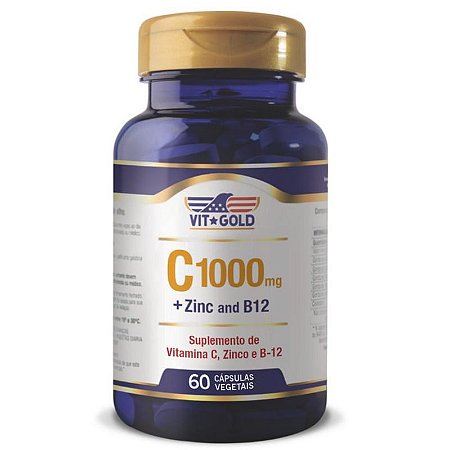 Vitamina C + Zinco + B12 60 Cápsulas Vitgold