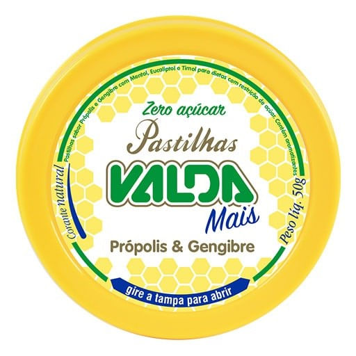 Pastilha Mais Própolis/Gengibre 50g Valda
