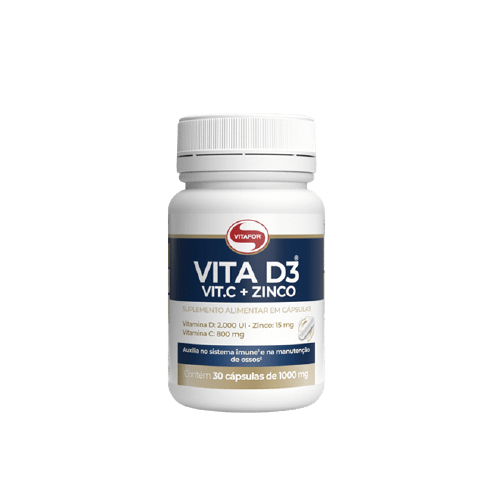 Vita D3 + C + Zinco 30 Cápsulas 1000mg Vitafor