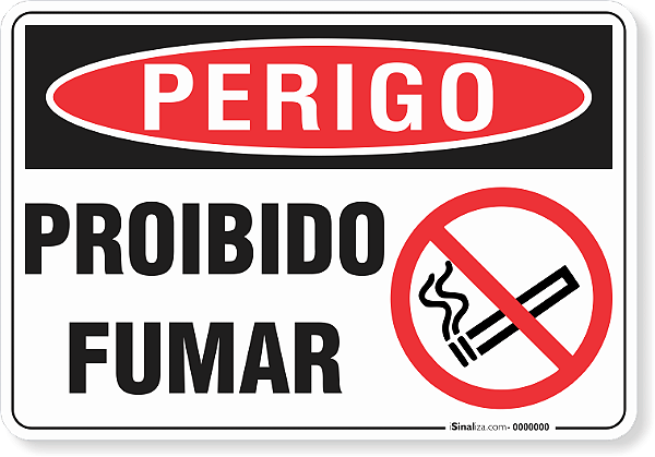 PLACA PERIGO NÃO FUMA