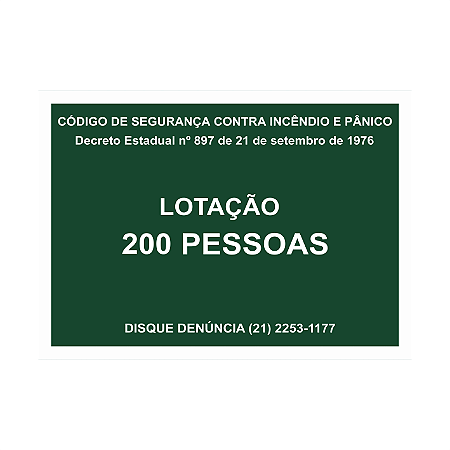 PLACA FOTOL....(LOTAÇÃO MÁXIMA) 15X25