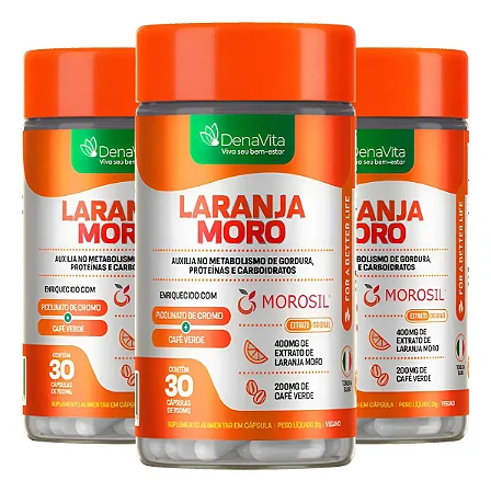Kit 3x Laranja Moro Morosil + Café Verde + Cromo Denavita