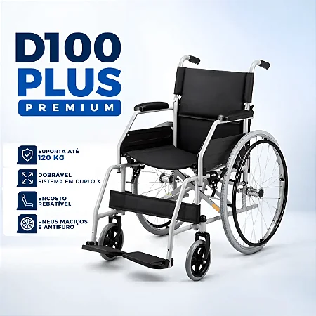 Cadeira de Rodas Dobrável D100 Plus Dellamed até 120kg - FRETE GRÁTIS