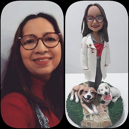 Escultura humanizada e personalizada em biscuit (Topo de Bolo)