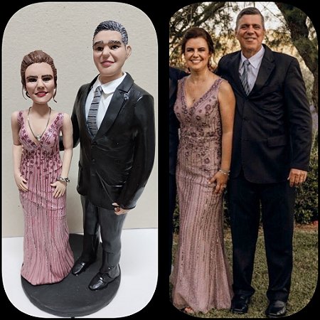 Escultura Casal topo de bolo Humanizada e personalizada em biscuit