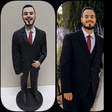 Escultura humanizada personalizada em biscuit Topo de bolo