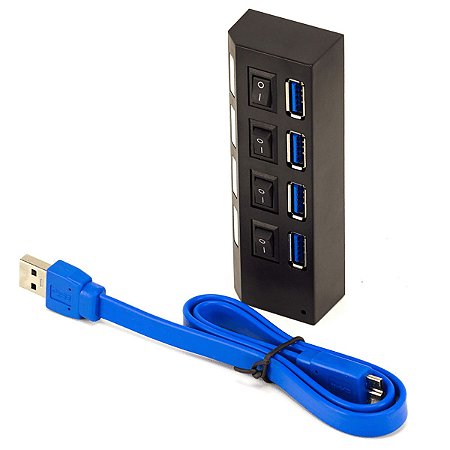 Hub USB 3.0 Hi-Speed 4 Portas com Chave