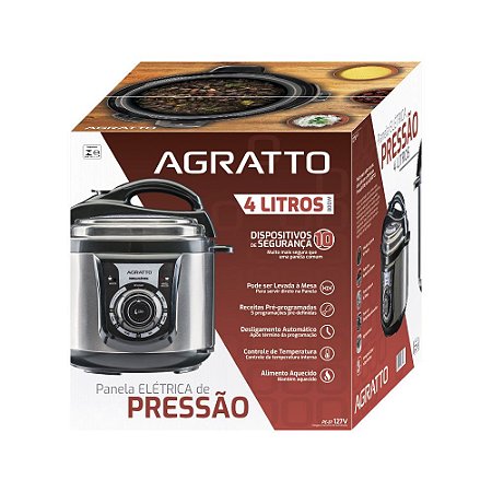 Panela Pressão Elétrica Agratto PE-01 4L 800W 127V - Casa Sertaneja Eletro  - Aqui nós não perdemos negócio!