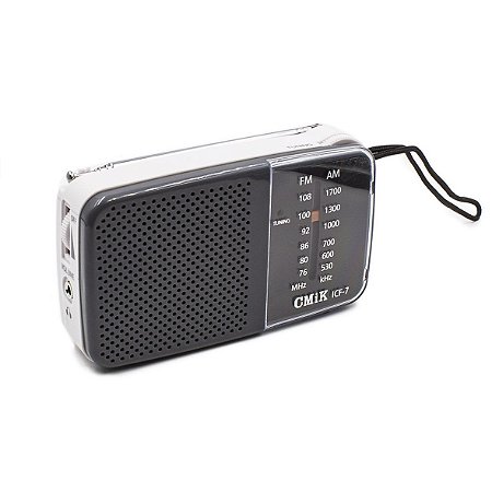 Rádio de Bolso Cmik ICF-7 AM/FM 3W Branco e Cinza