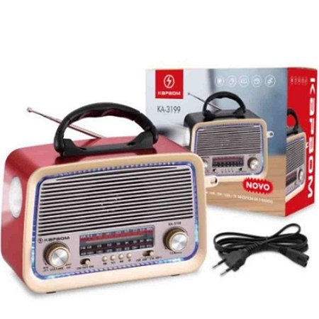 Rádio Portátil Kapbom KA-3199 AM/FM/SW 5W Vermelho