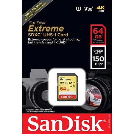 Cartão Memória SD SanDisk SDSDXV6 Extreme 64GB