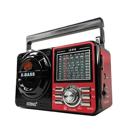Rádio Lelong LE-616 3 Faixas FM/AM/SW1-7 Vermelho