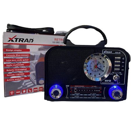 Rádio Retrô Xtrad XDG-30 AM/FM 5W Vermelho