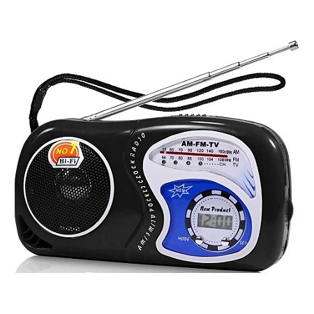 Rádio Portátil Lucky MK-2019A AM/FM/TV Preto