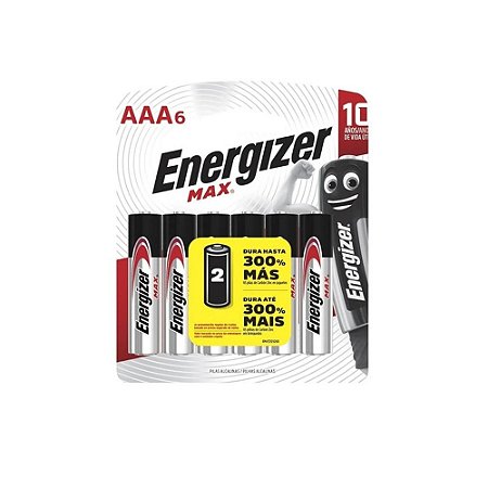 Pilha Alcalina AAA Energizer Max com 6