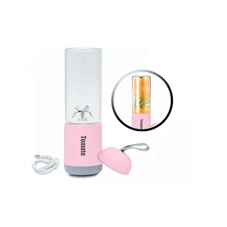 Mini Liquidificador Portátil Tomate MAZ-007 Rosa