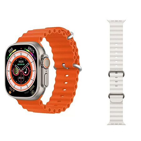 Smartwatch Wearfit GS8 Ultra Pulseira Laranja Bco