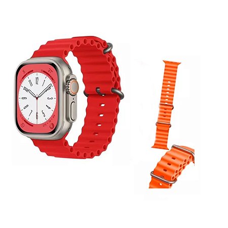 Smartwatch Wearfit GS8 Ultra Laranja e Vermelho