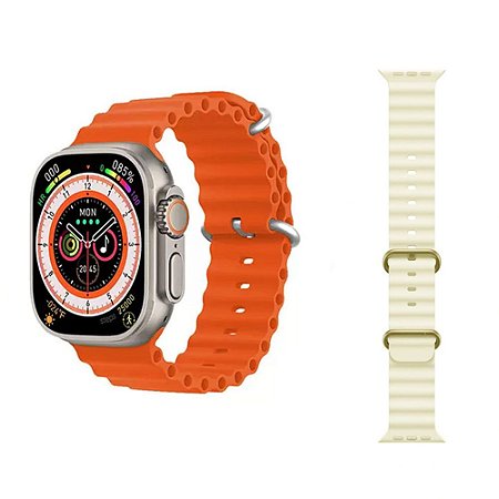 Smartwatch Wearfit GS8 Ultra Pulseira Laranja Bege