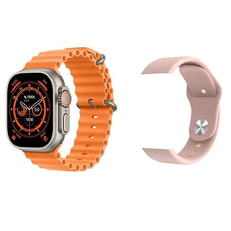 Smartwatch Wearfit GS8 Ultra Pulseira Laranja/Rosa