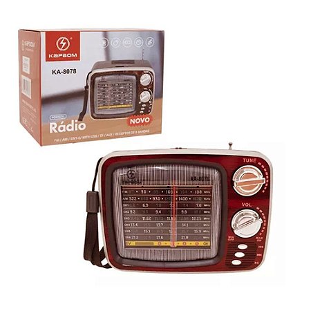Rádio Portátil Kapbom KA-8078 FM/AM/SW 5W Vermelho