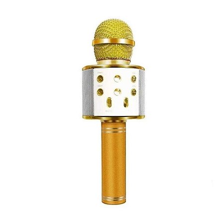 Microfone Karâoke KTS KTS-858 sem Fio Dourado