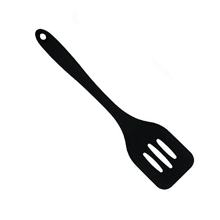 Espátula de Silicone Vazada Em Casa Tem 28Cm Preto