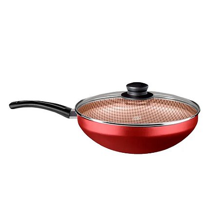 Frigideira MTA Wok Flora com Tampa Cereja