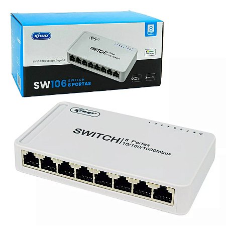 Switch Knup 8 Portas KP-SW106 Gigabit Branco