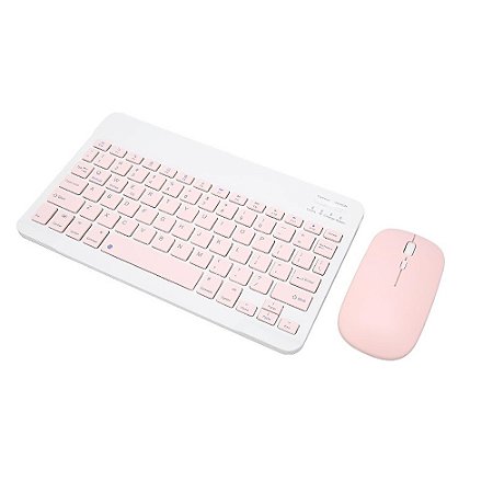 Teclado e Mouse sem Fio Bluetooth Eletro Mex EL-2102 Rosa