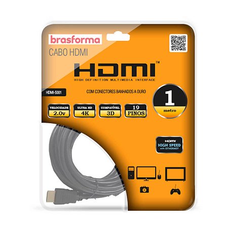 Cabo Hdmi Brasforma HDMI-5001 2.0 1MT