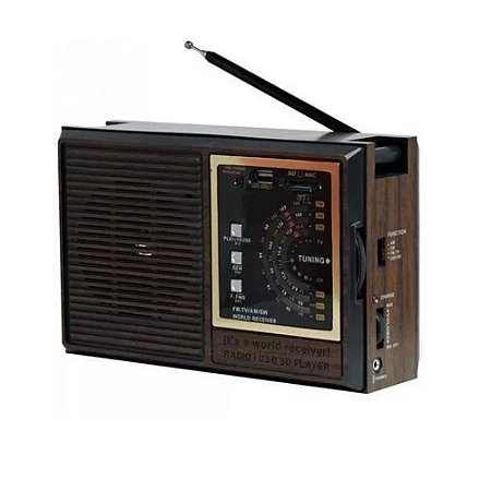 Rádio Portátil Kapbom KA-3313 AM/FM/SW Marrom