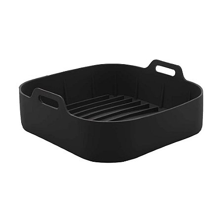 Forro Silicone Air Fryer Quadrado Em Casa Tem Preto