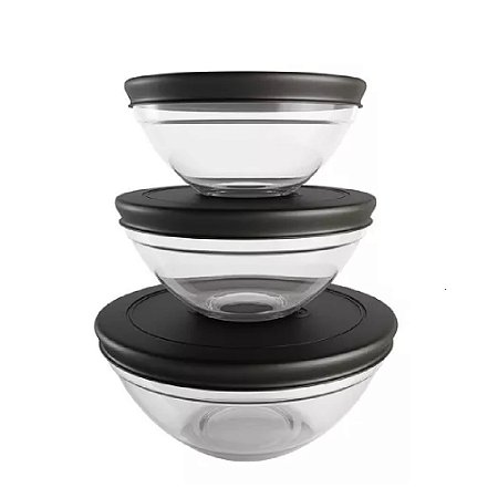 Kit com 3 Potes de Vidro Em Casa Tem Preto