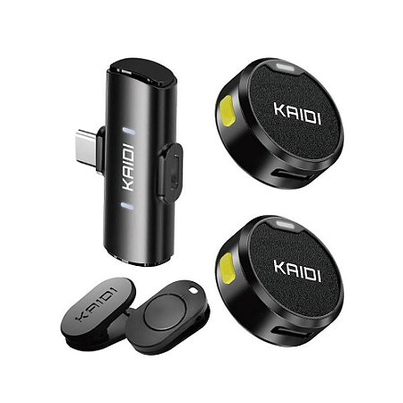 Microfone sem Fio Lapela Duplo Kaidi KMF4-C Tipo-C
